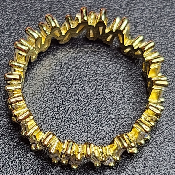 925 Sterling Silver Yellow Gold Irregular Emerald - Picture 10 of 11